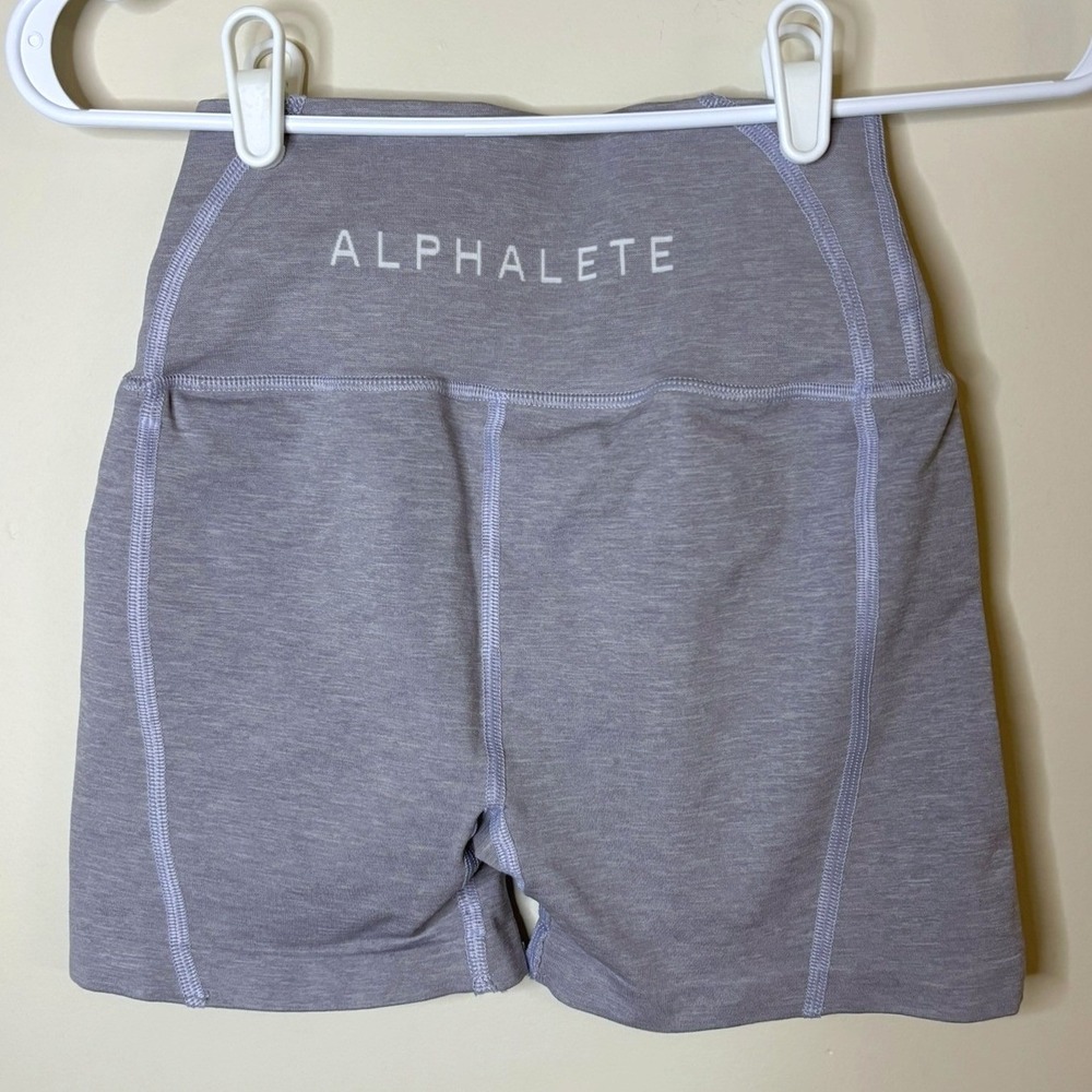 Alphalete Athletics Purple Heathered‎ High Waisted Biker Gym Shorts Womens Small